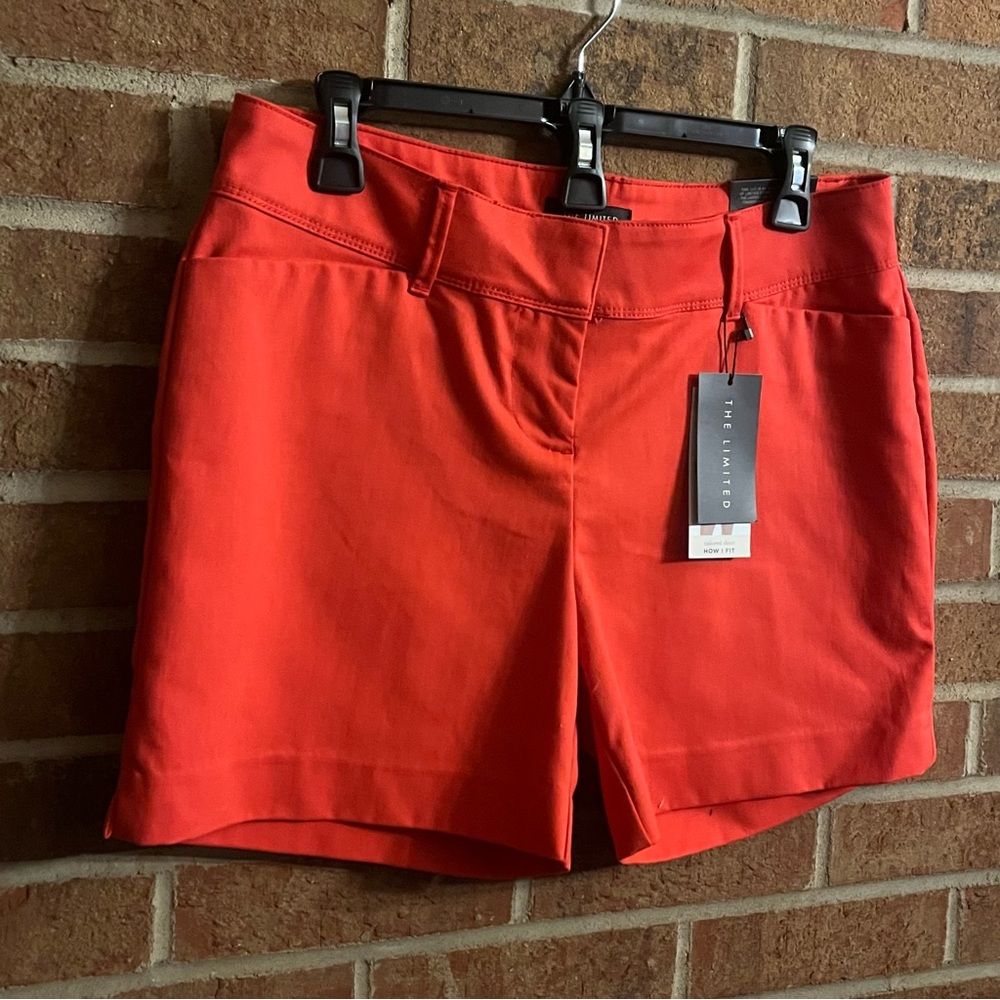 The Limited Women 6 Tailored Shorts Red Stretch 5" Chino Classic Americana NWT